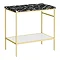 Arezzo 810 Black Marble Effect Worktop with Brushed Brass Framed Washstand Large Image