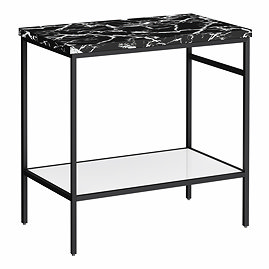 Arezzo 810 Black Marble Effect Worktop with Matt Black Framed Washstand Large Image