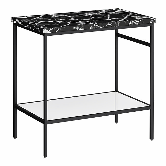 Arezzo 810 Black Marble Effect Worktop with Matt Black Framed Washstand Large Image