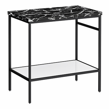 Arezzo 810 Black Marble Effect Worktop with Matt Black Framed Washstand  Profile Large Image