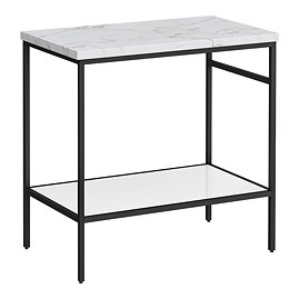 Arezzo 810 White Marble Effect Worktop with Matt Black Framed Washstand Large Image