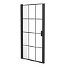Arezzo 850mm Matt Black Grid Frameless Pivot Shower Door + Tray for Recess  Standard Large Image