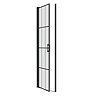 Arezzo 850mm Matt Black Grid Frameless Pivot Shower Door + Tray for Recess  additional Large Image
