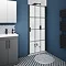 Arezzo 800mm Matt Black Grid Frameless Pivot Shower Door + Tray for Recess - R/H Opening Large Image
