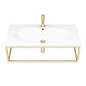 Arezzo 900 Wall Hung Basin with Brushed Brass Towel Rail Frame  Feature Large Image