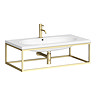 Arezzo 900 Wall Hung Basin with Brushed Brass Towel Rail Frame Large Image