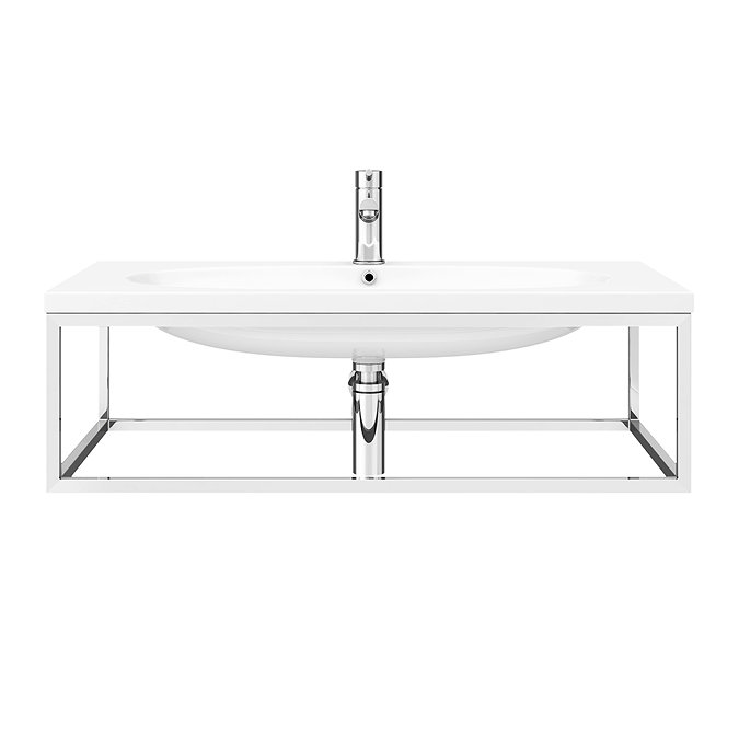 Arezzo 900 Wall Hung Basin with Chrome Towel Rail Frame Standard Large Image