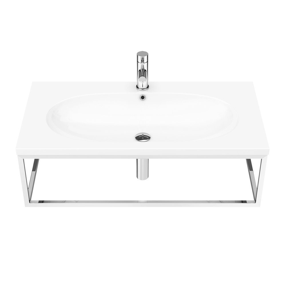 Arezzo 900 Wall Hung Basin with Chrome Towel Rail Frame | Victorian ...