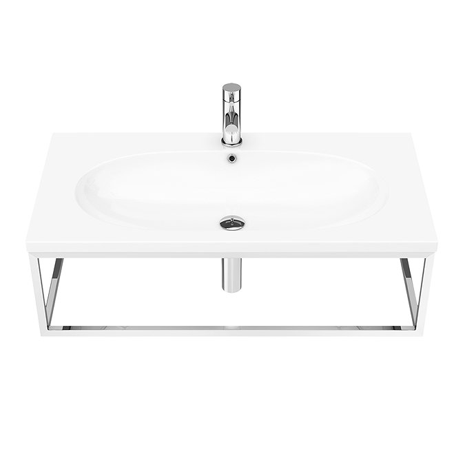 Arezzo 900 Wall Hung Basin with Chrome Towel Rail Frame  Feature Large Image
