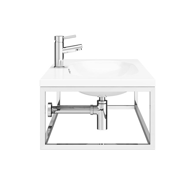 Arezzo 900 Wall Hung Basin with Chrome Towel Rail Frame  In Bathroom Large Image