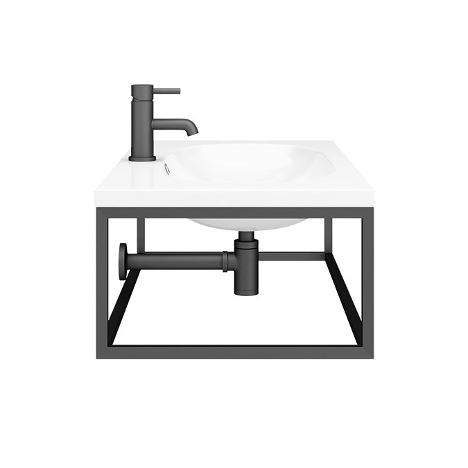 Arezzo 900 Wall Hung Basin with Matt Black Towel Rail Frame  In Bathroom Large Image