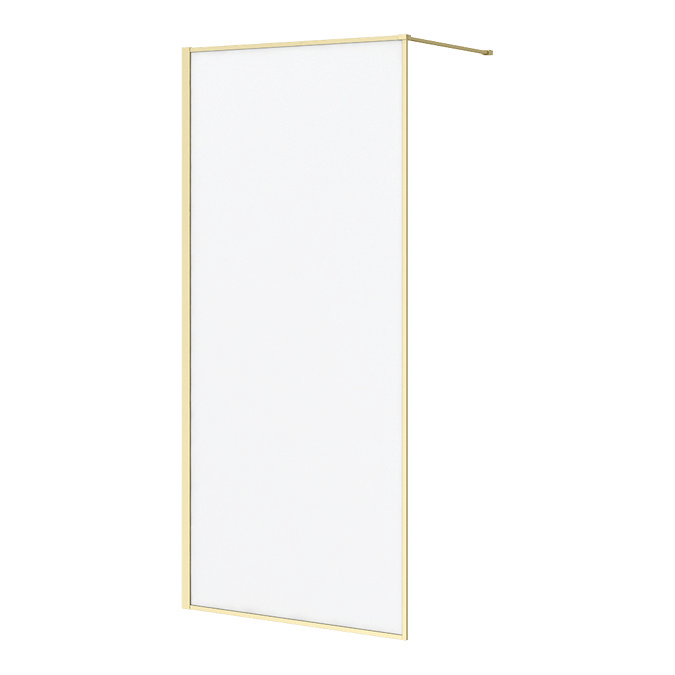 Arezzo 900 x 2000 Brushed Brass Slim Frame Frosted Glass Wetroom Screen