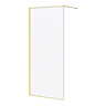 Arezzo 900 x 2000 Brushed Brass Slim Frame Frosted Glass Wetroom Screen