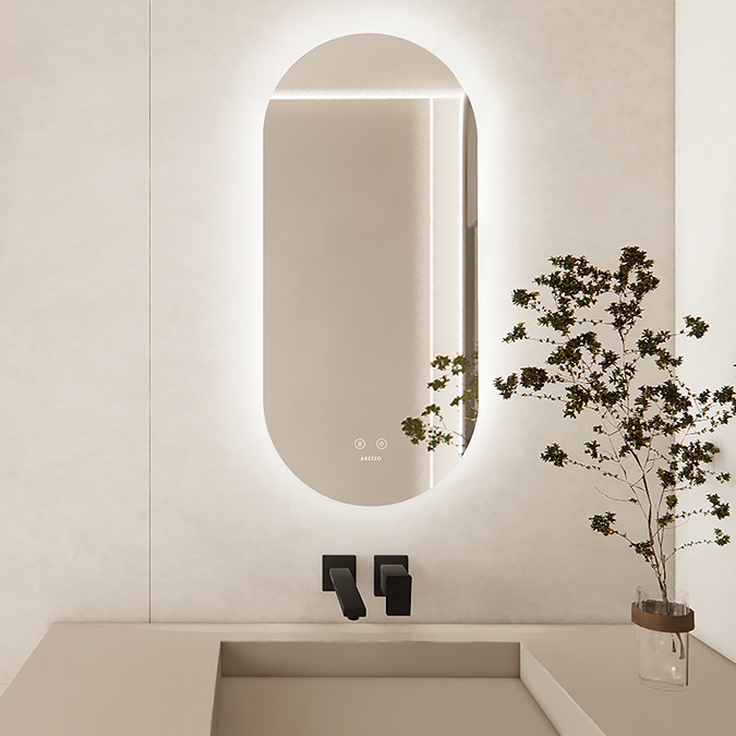 Arezzo 900 x 400mm Oval LED Bathroom Mirror - Colour Changing Backlit Light, Anti-Fog, Touch Sensor