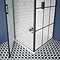 Arezzo 900 x 900 Matt Black Grid Frameless Pivot Door Shower Enclosure + Tray  In Bathroom Large Ima