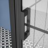 Arezzo 900 x 900 Matt Black Grid Frameless Pivot Door Shower Enclosure + Tray  Feature Large Image