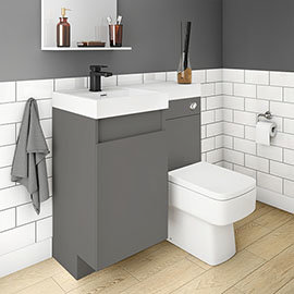 Arezzo 900mm Gloss Grey Combination Bathroom Suite Unit (Inc. Cistern + Square Toilet) Medium Image