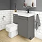Arezzo RH 900mm Gloss Grey Combination Bathroom Suite Unit (inc. Cistern + Square Toilet) Large Imag