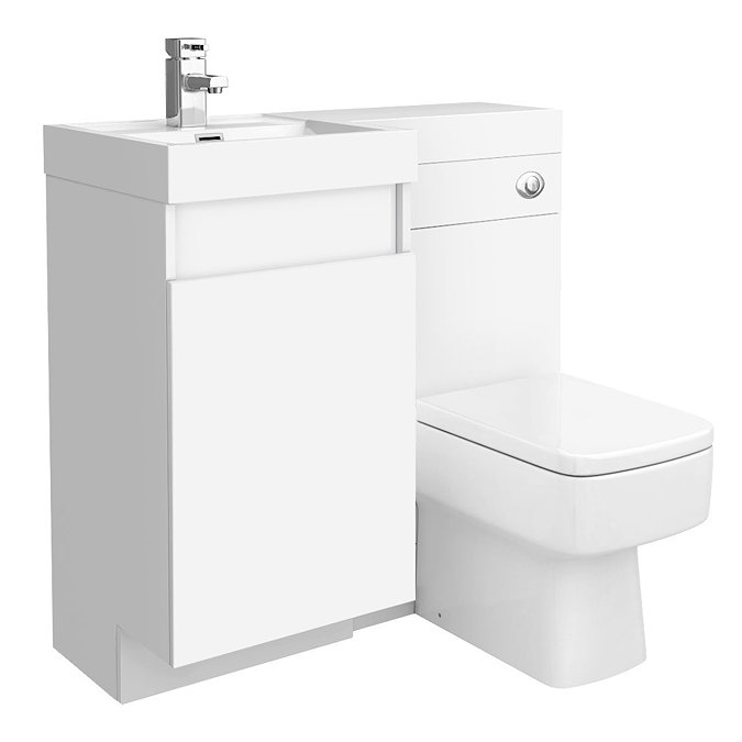 Arezzo 900mm Gloss White Combination Bathroom Suite Unit (Inc. Cistern + Square Toilet)  Standard La