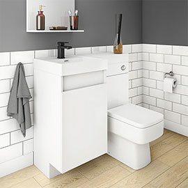 Arezzo 900mm Gloss White Combination Bathroom Suite Unit (Inc. Cistern + Square Toilet) Medium Image