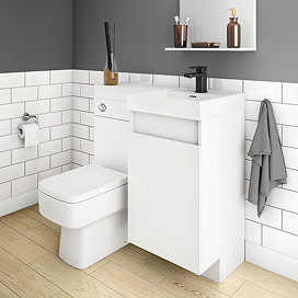 Arezzo RH 900mm Gloss White Combination Bathroom Suite Unit (inc. Cistern + Square Toilet) Large Ima