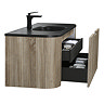 Arezzo 900mm Slatted Light Oak & Black Basin Wall Hung Bathroom Furniture Package