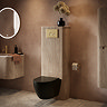 Arezzo 900mm Oak & Black Bathroom Suite with Brushed Brass Flush