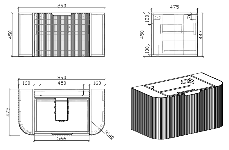 Arezzo 900mm Slatted Light Oak & Black Basin Wall Hung Bathroom Furniture Package