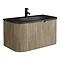 Arezzo 900mm Slatted Light Oak Wall Mounted Curved Vanity Unit with Matt Black Basin