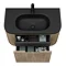 Arezzo 900mm Slatted Light Oak Wall Mounted Curved Vanity Unit with Matt Black Basin