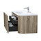 Arezzo 900mm Slatted Light Oak Wall Mounted Curved Vanity Unit with Matt White Basin