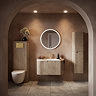 Arezzo 900mm Slatted Light Oak Wall Mounted Curved Vanity Unit with Matt White Basin