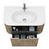 Arezzo 900mm Slatted Light Oak Wall Mounted Curved Vanity Unit with Matt White Basin