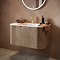 Arezzo 900mm Slatted Light Oak Wall Mounted Curved Vanity Unit with Matt White Basin