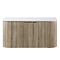 Arezzo 900mm Slatted Light Oak Wall Mounted Curved Vanity Unit with Matt White Countertop