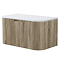 Arezzo 900mm Slatted Light Oak Wall Mounted Curved Vanity Unit with Matt White Countertop