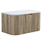 Arezzo 900mm Slatted Light Oak Wall Mounted Curved Vanity Unit with Matt White Countertop