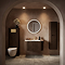 Arezzo 900mm Slatted Walnut Wall Mounted Curved Vanity Unit with Matt White Basin