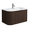 Arezzo 900mm Slatted Walnut Wall Mounted Curved Vanity Unit with Matt White Basin