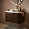 Arezzo 900mm Slatted Walnut Wall Mounted Curved Vanity Unit with Matt White Countertop