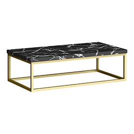 Arezzo 910 Black Marble Effect Worktop with Brushed Brass Wall Mounted Frame Medium Image