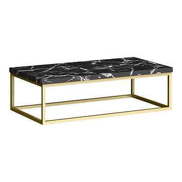 Arezzo 910 Black Marble Effect Worktop with Brushed Brass Wall Mounted Frame  Profile Large Image