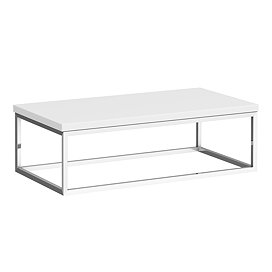 Arezzo 910 Gloss White Stone Resin Worktop with Chrome Towel Rail Frame Large Image