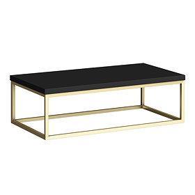 Arezzo 910 Matt Black Stone Resin Worktop with Brushed Brass Wall Mounted Frame Large Image