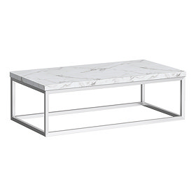 Arezzo 910 White Marble Effect Worktop with Chrome Wall Mounted Frame Large Image