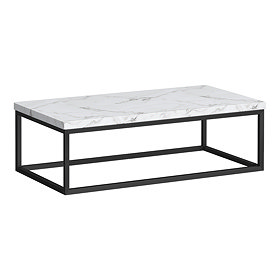Arezzo 910 White Marble Effect Worktop with Matt Black Wall Mounted Frame Large Image