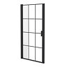 Arezzo 950mm Matt Black Grid Frameless Pivot Shower Door + Tray for Recess  Standard Large Image