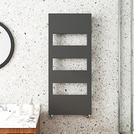 Arezzo Anthracite 1200 x 500 Designer Panel Radiator with Towel Rails Large Image