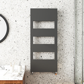 Arezzo Anthracite 1200 x 500 Designer Panel Radiator with Towel Rails Large Image