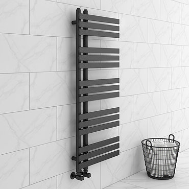 Arezzo Anthracite 1200 x 500mm 15 bars Designer Heated Towel Rail  Profile Large Image